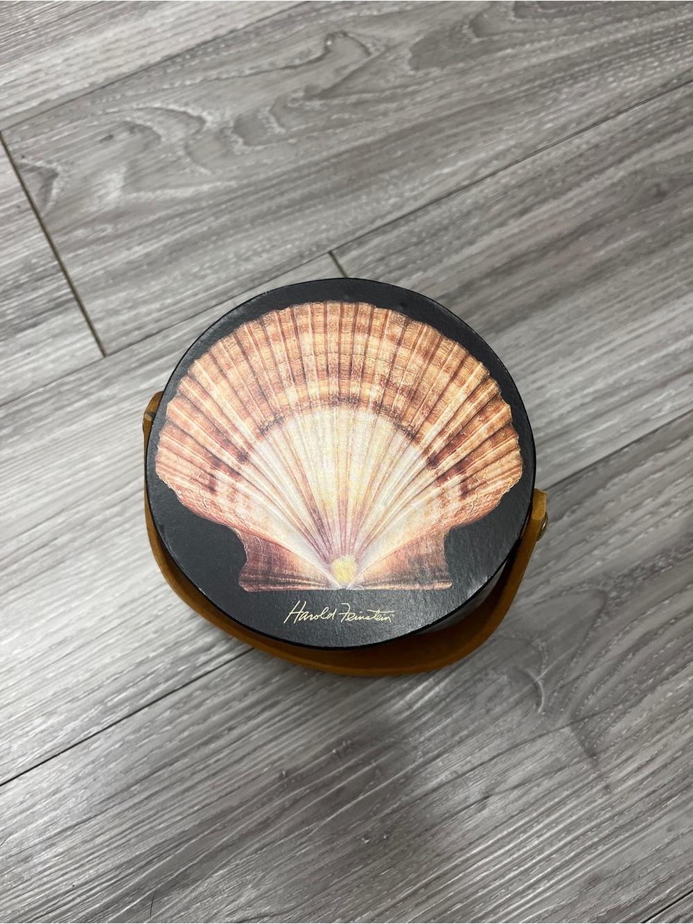 Shell Graphic Round Box - Brown and Black